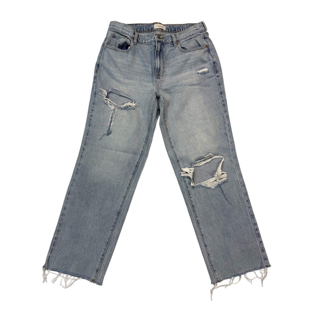 PacSun 90's Straight Jeans Womens 28 Light Blue Distressed Frayed Hem